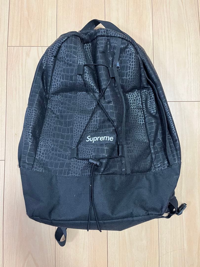 Supreme クロコダイル柄　ブラックリュック