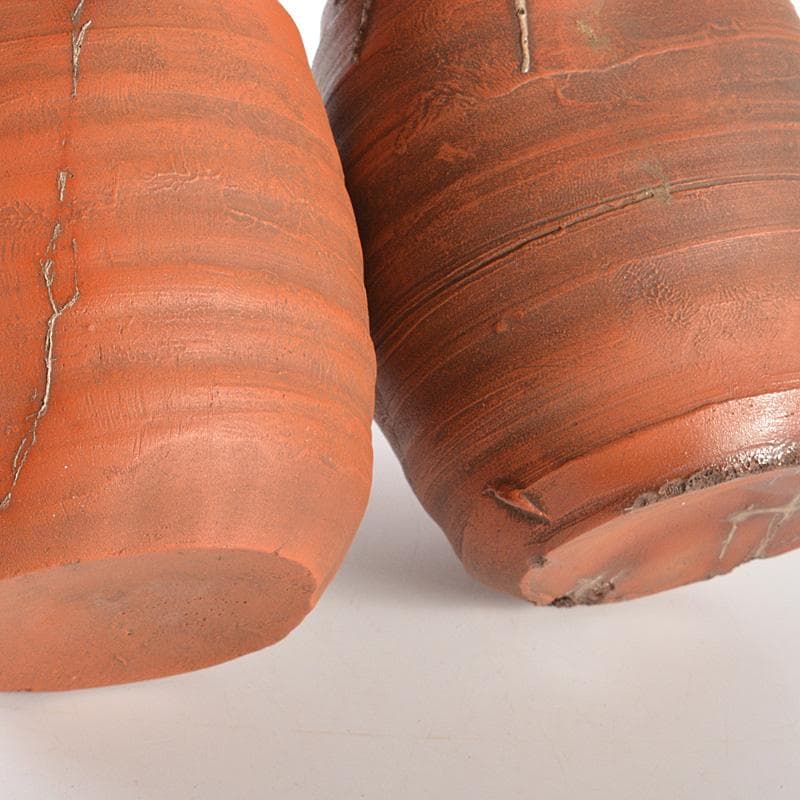 備前焼　新備前　珍壺　徳利　一対　銘「雪柳」　極め箱　C　6081