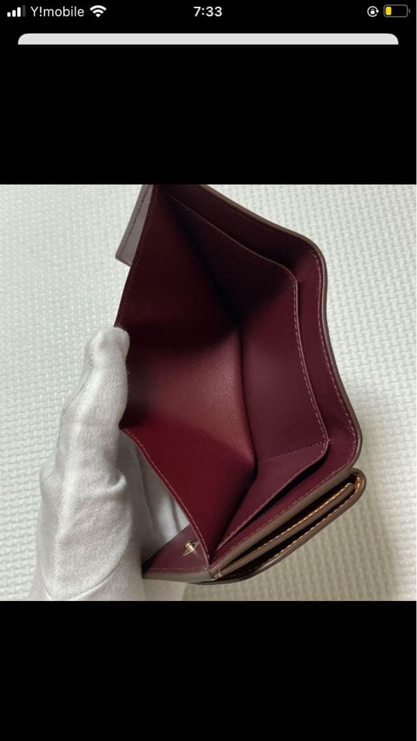 未使用　Cartier マストライン　茶　レザー三つ折り財布　箱袋カード付き