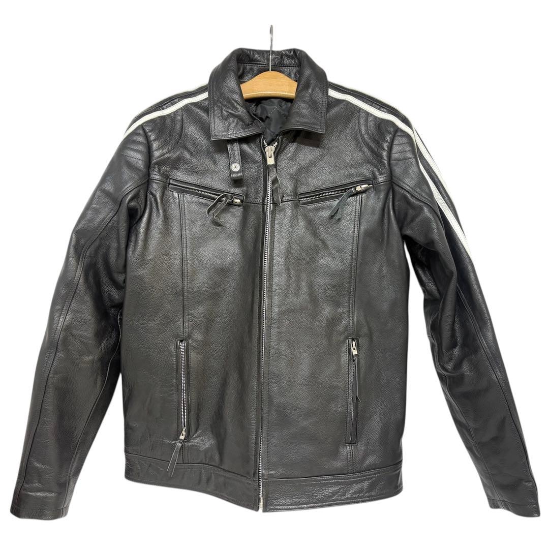 ①Freedom レザー ライダース ジャケット ホワイトライン