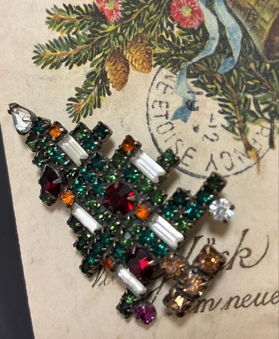 USA WEISS ヴィンテージブローチ Xmas Tree 5Candles