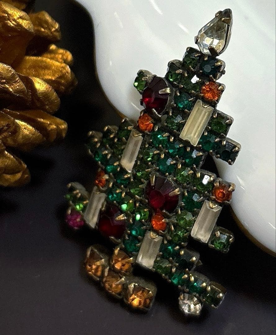 USA WEISS ヴィンテージブローチ Xmas Tree 5Candles