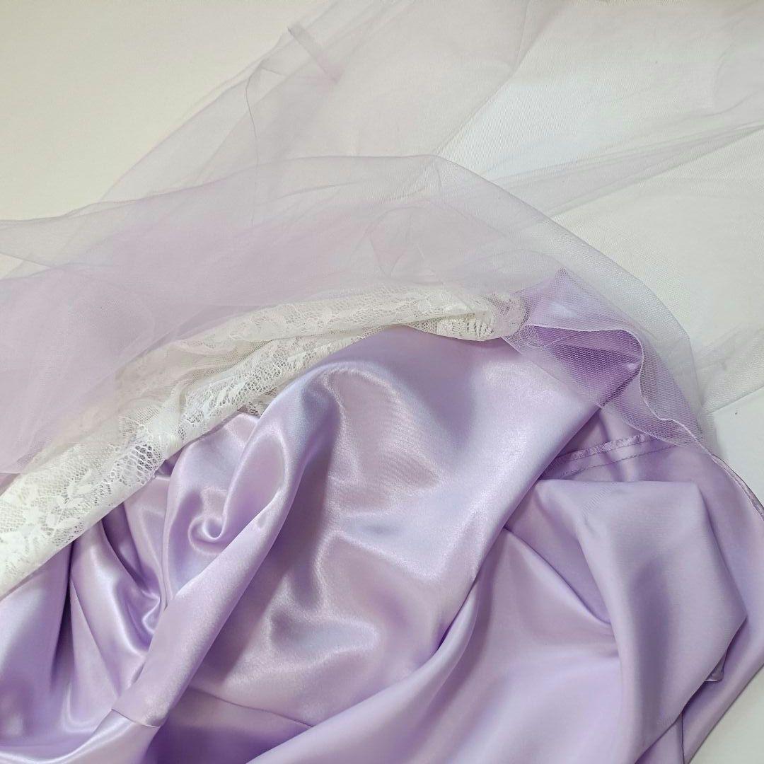 IRMA イルマ 刺繍 ビーズ ビジュー レースアップ ロングドレス 紫 9号