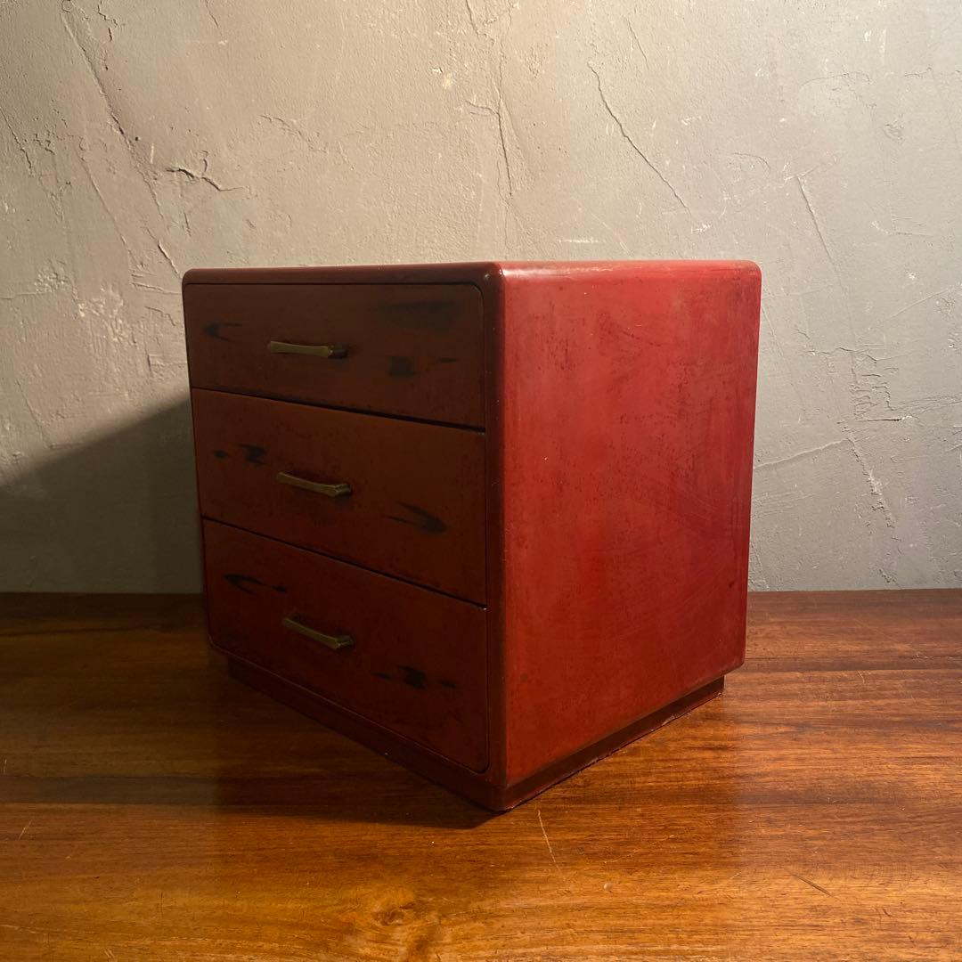 昭和レトロ 漆塗り三段小引き出し ミッドセンチュリー 古家具 古民家