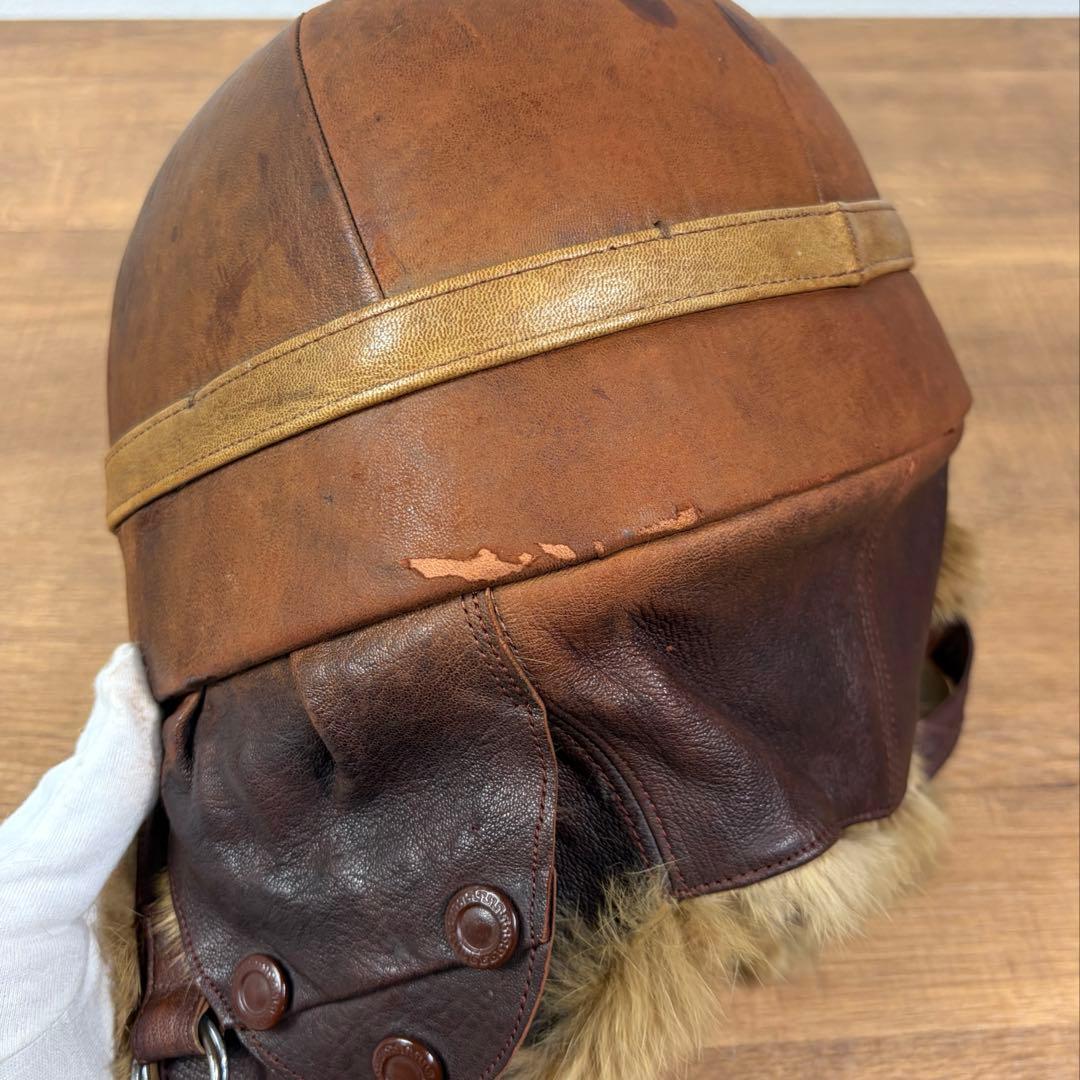 貴重 当時物 実物 旧日本陸軍 戦車帽 防寒型 冬様 革製 日本軍 ヘルメット