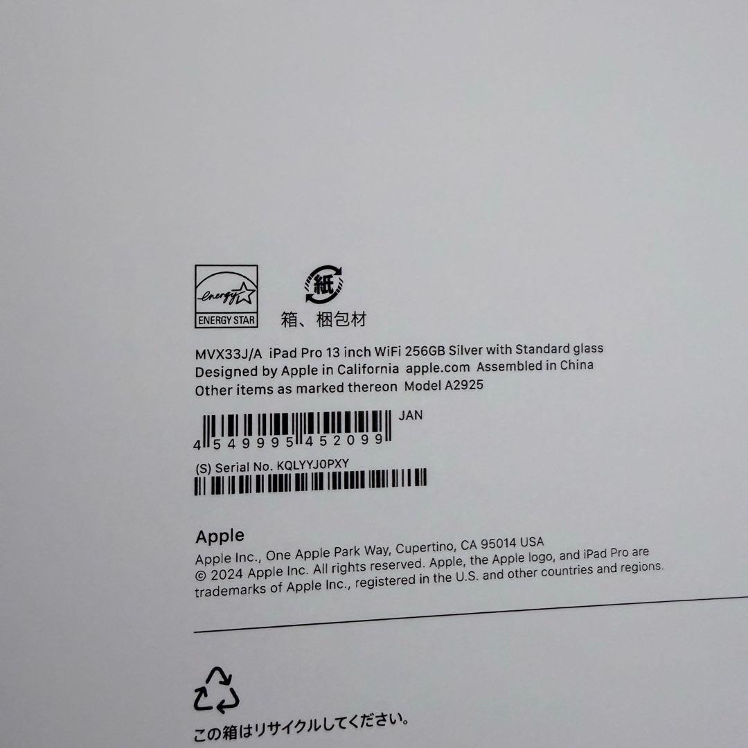 Apple M4 iPad Pro 13インチ Wi-Fi 256GB シルバー