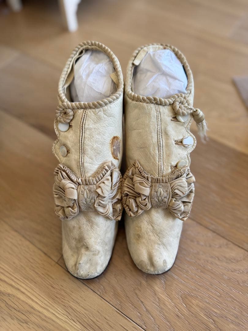 フランスアンティーク激レアウェディングレザーボタンブーツ