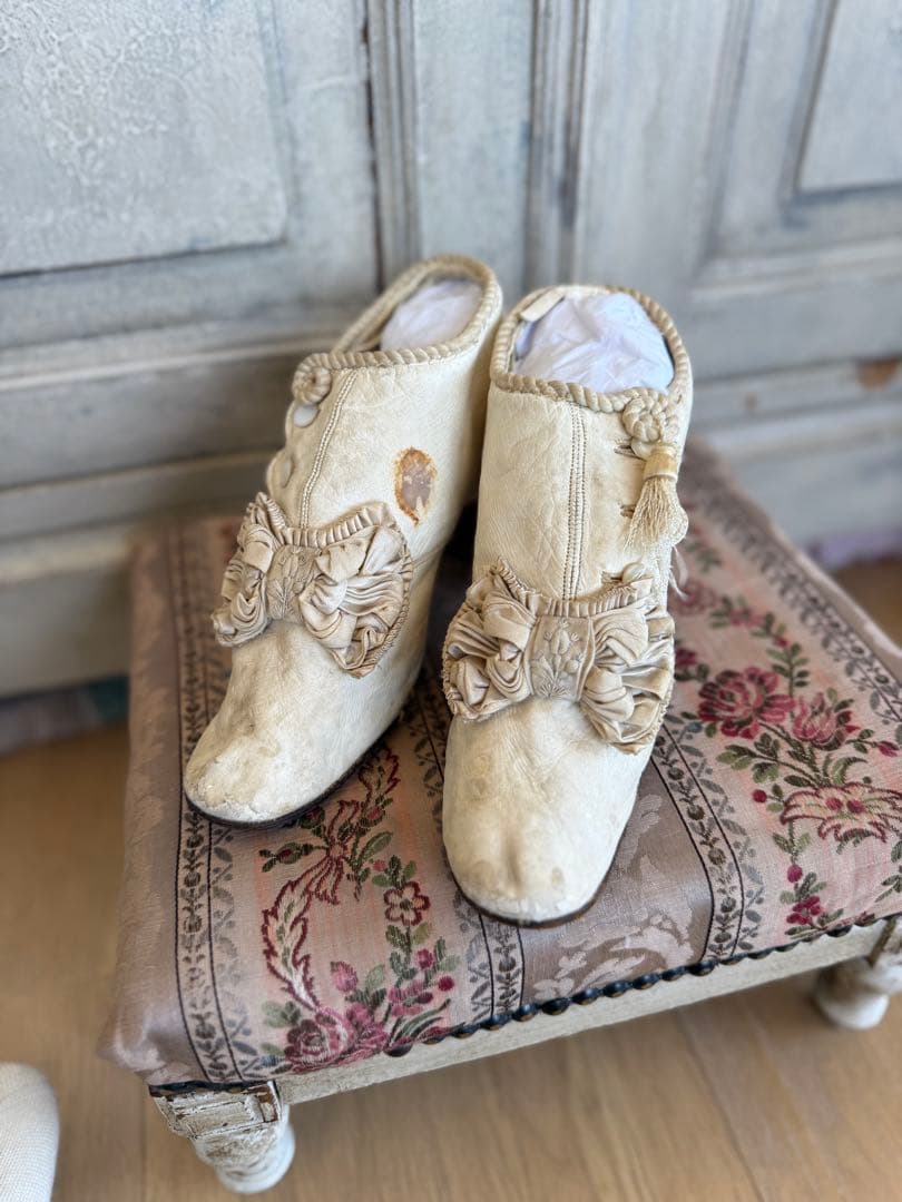 フランスアンティーク激レアウェディングレザーボタンブーツ