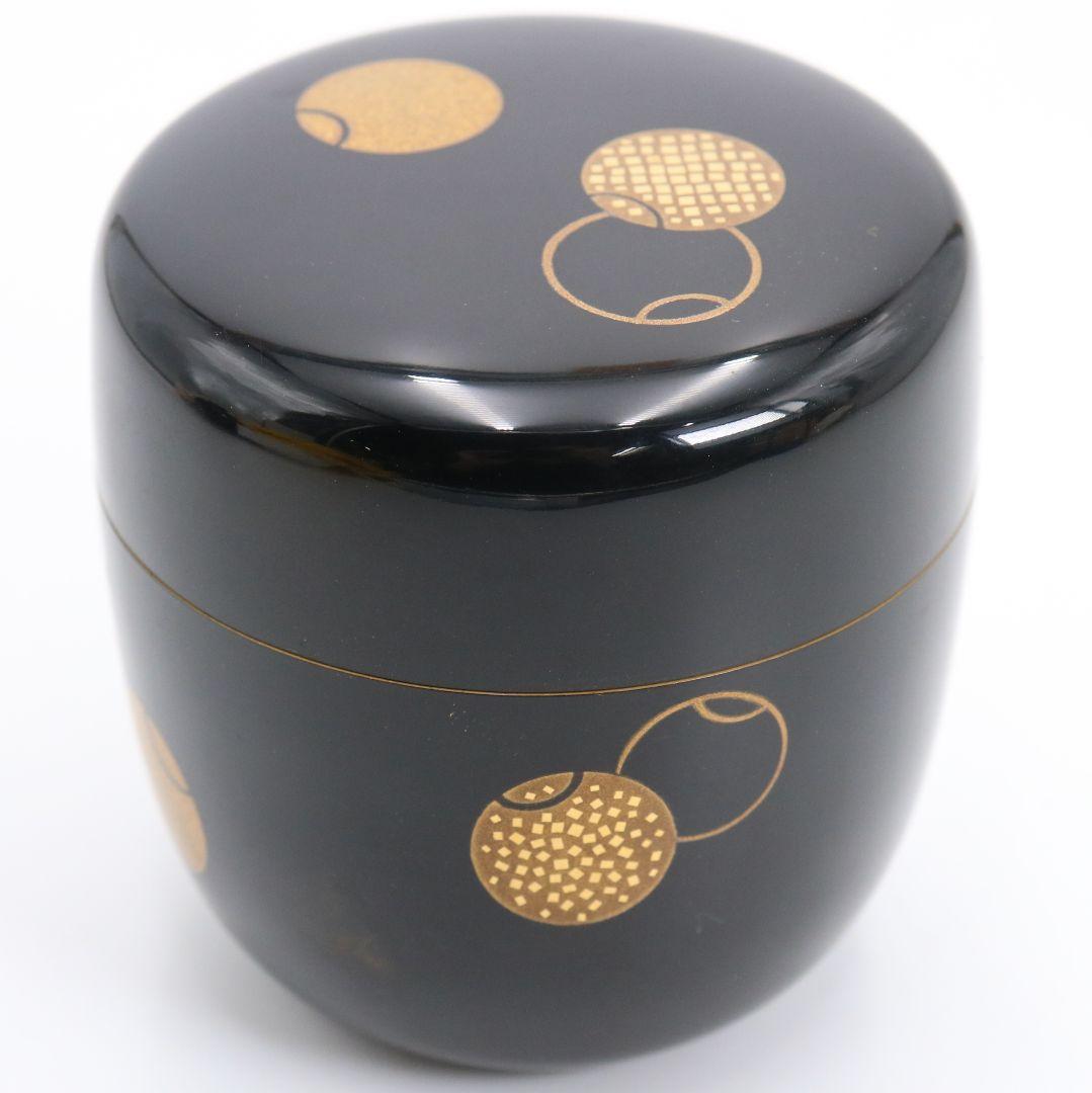 藤野松香作 輪島塗 つぼつぼ蒔絵 中棗 金塗 茶道具 共箱共布　V880