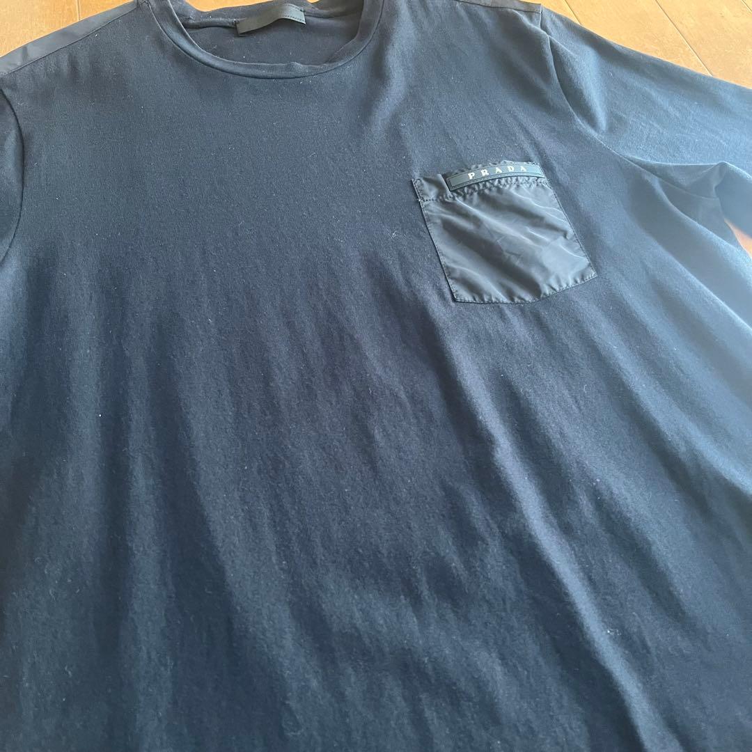 PRADA ナイロンショルダー・ポケット Tシャツ 黒 Mサイズ
