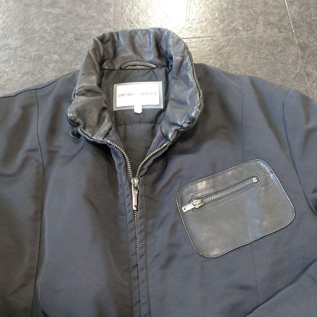 【正規品 エンポリオ・アルマーニ】ダウンジャケット コート レザー＆キルティング