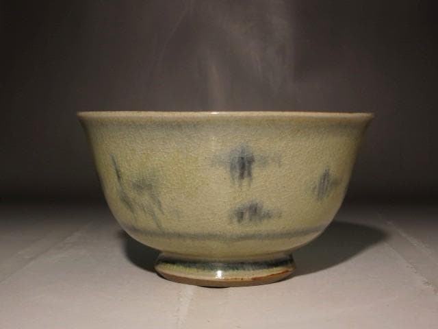 膳所焼　安南写雲錦絵茶碗　淡々斎花押の逸品 s397