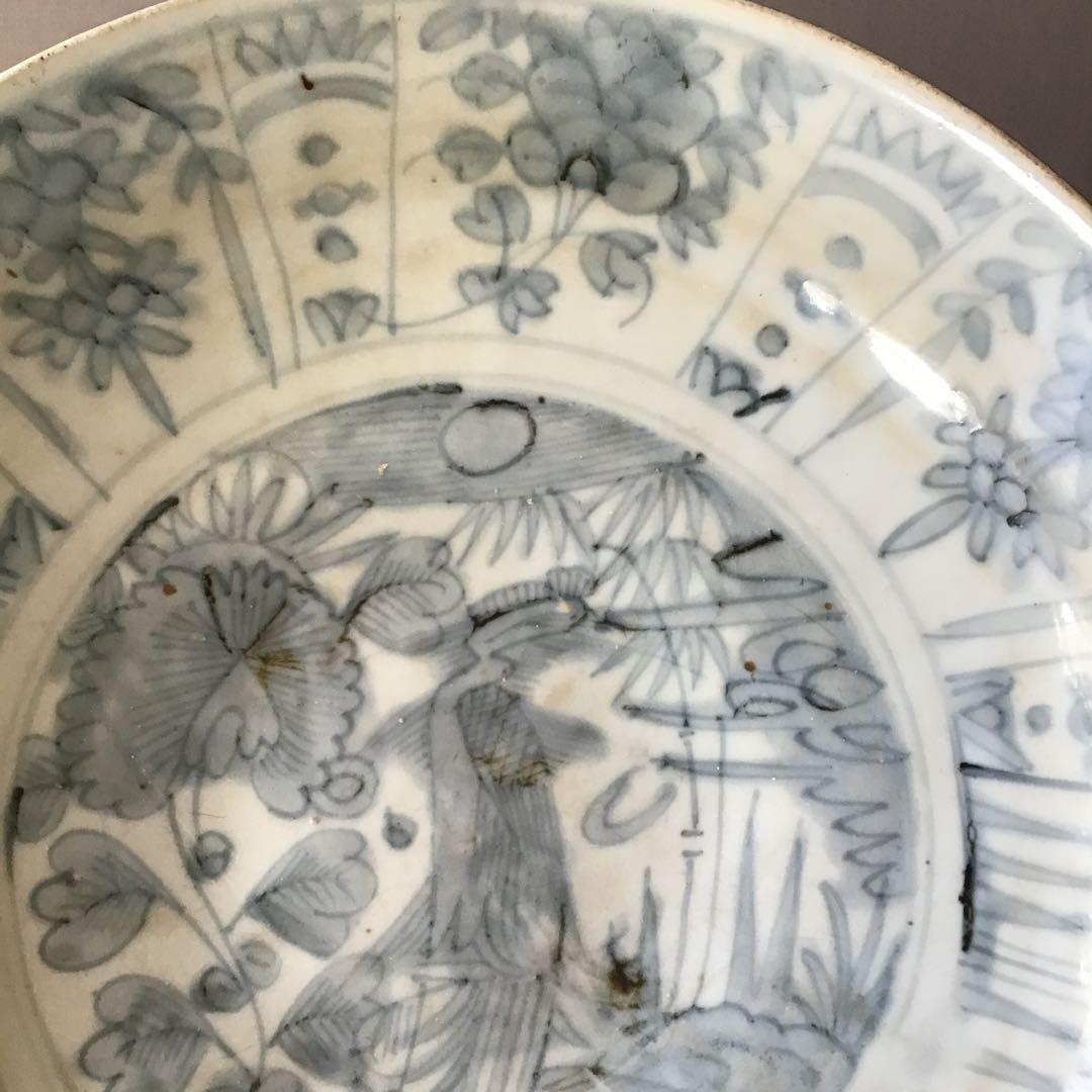 呉須染付芙蓉手鳳凰図大鉢　　明時代