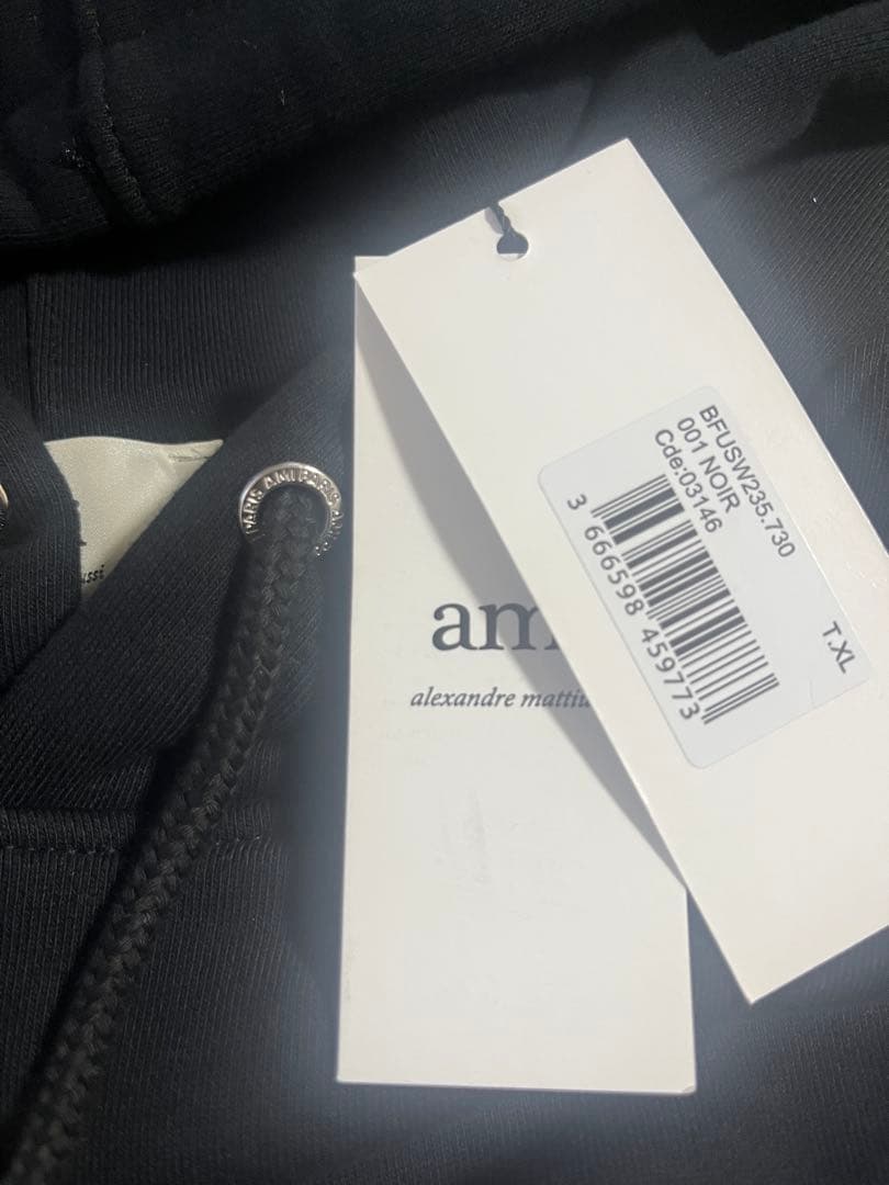 新品ami paris アミパリス AMI DE COEUR パーカー 黒　XL