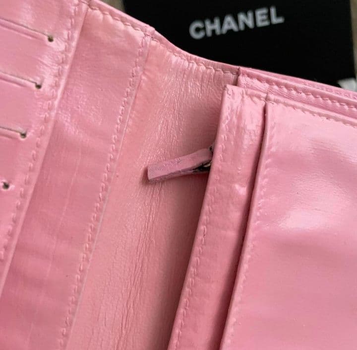 シャネル CHANEL 財布 二つ折り ピンク チョコバー 正規品