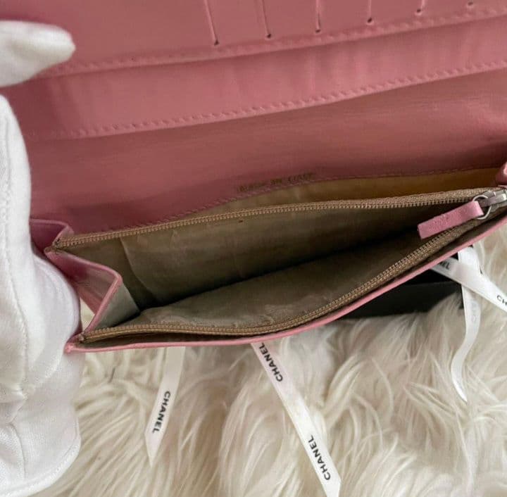 シャネル CHANEL 財布 二つ折り ピンク チョコバー 正規品