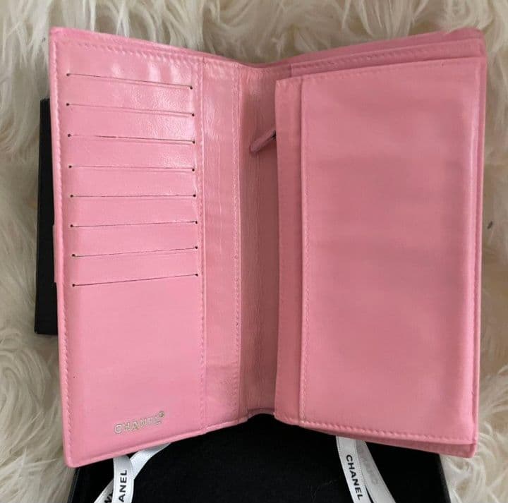 シャネル CHANEL 財布 二つ折り ピンク チョコバー 正規品