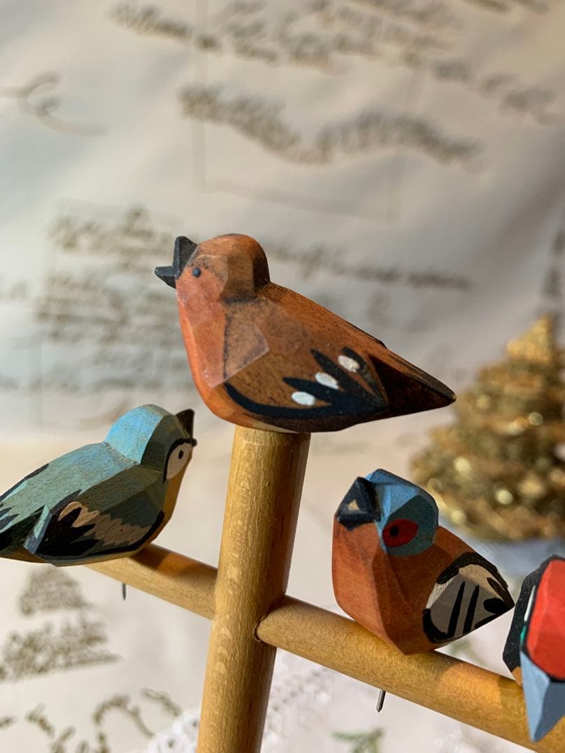 ドイツ製　木製人形　レアなエルツのビンテージの沢山の小鳥の止まり木！可愛い過ぎ！