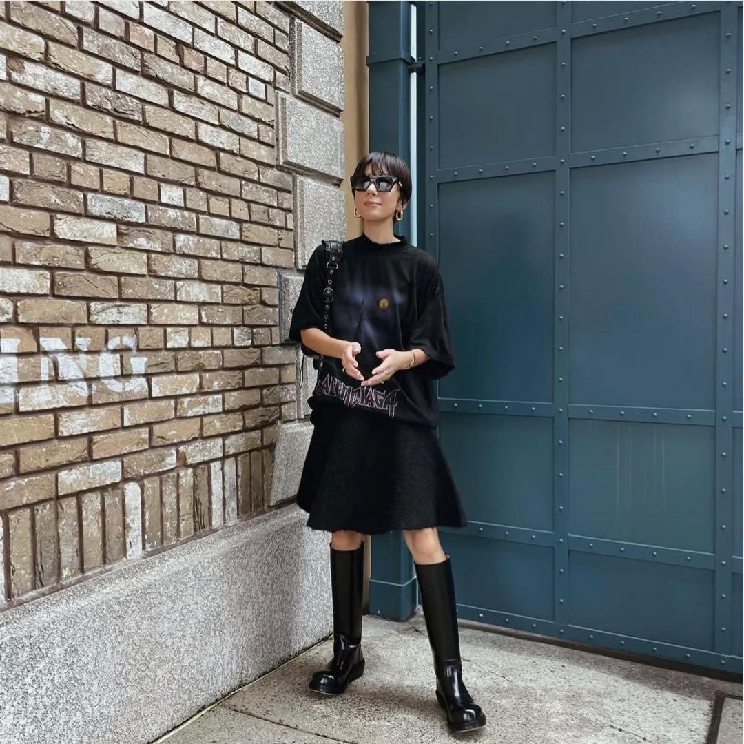 【美品】MACHATT マチャット　ブークレニットスカート　ブラック