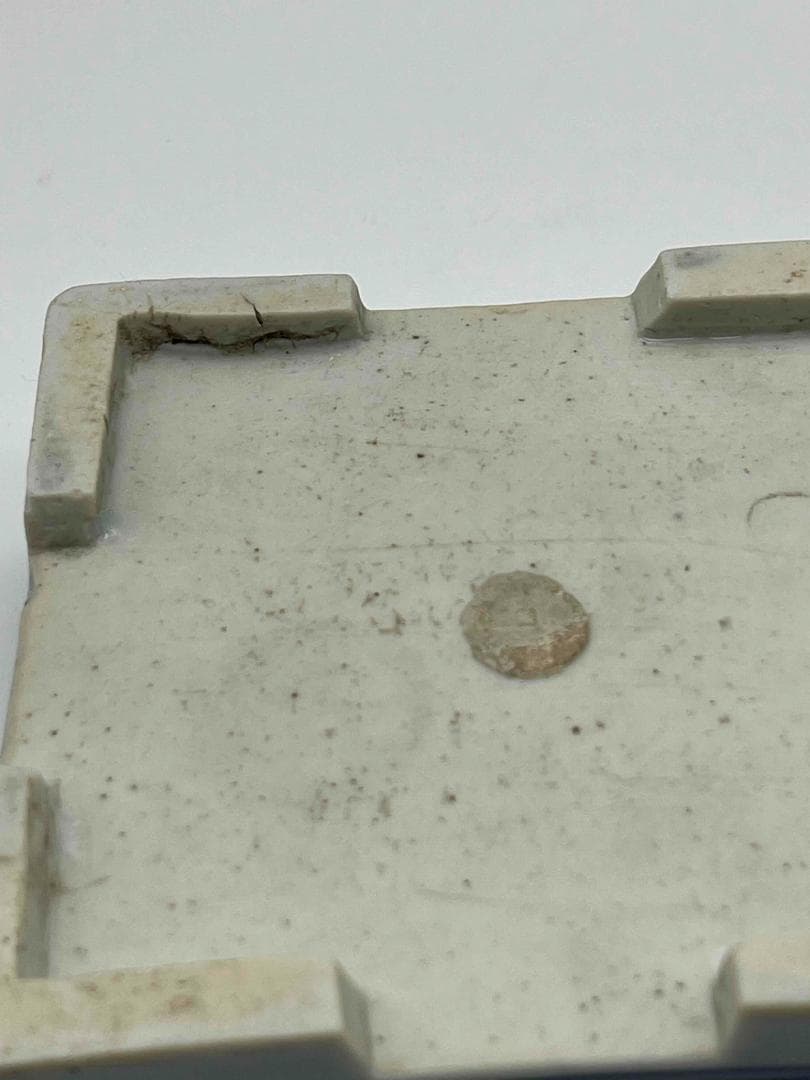 清雍正時代 染付 青花祥瑞花卉文四方印泥盒 蓋盒 香盒 文房香合(A-68)