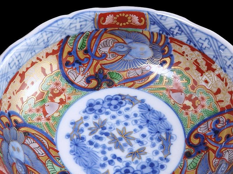 大聖寺伊万里　金襴手　福良雀の図　膾皿　５客　260AS-CXl