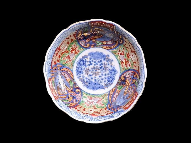 大聖寺伊万里　金襴手　福良雀の図　膾皿　５客　260AS-CXl