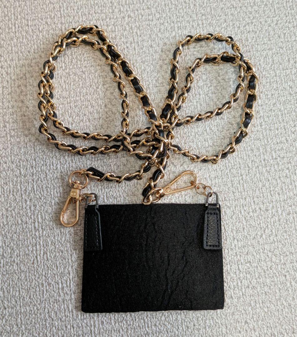 シャネル　デカココ　Wホック折り財布　黒　キャビアスキン　チェーン　ウォレット