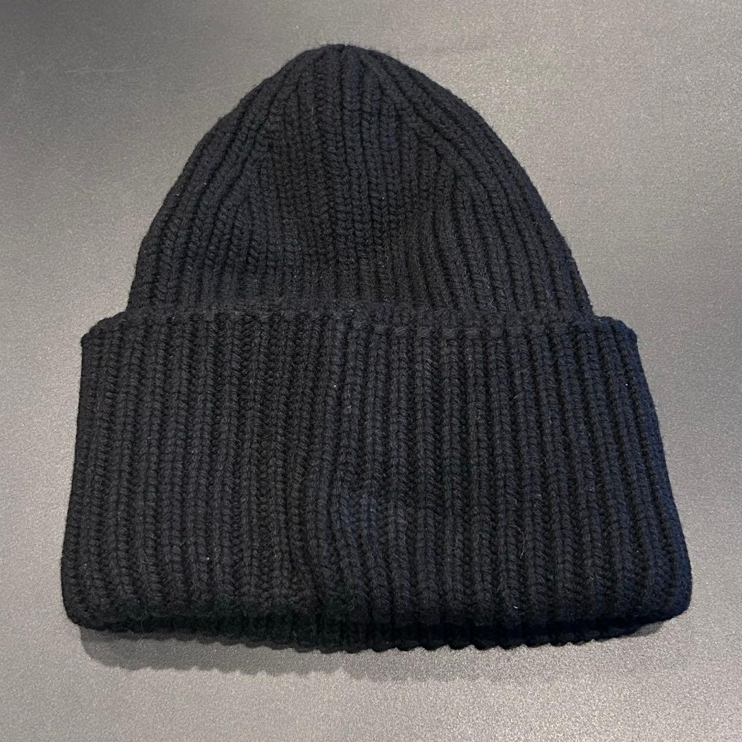 確実正規品MONCLER ブラック ニット帽 カシミヤ