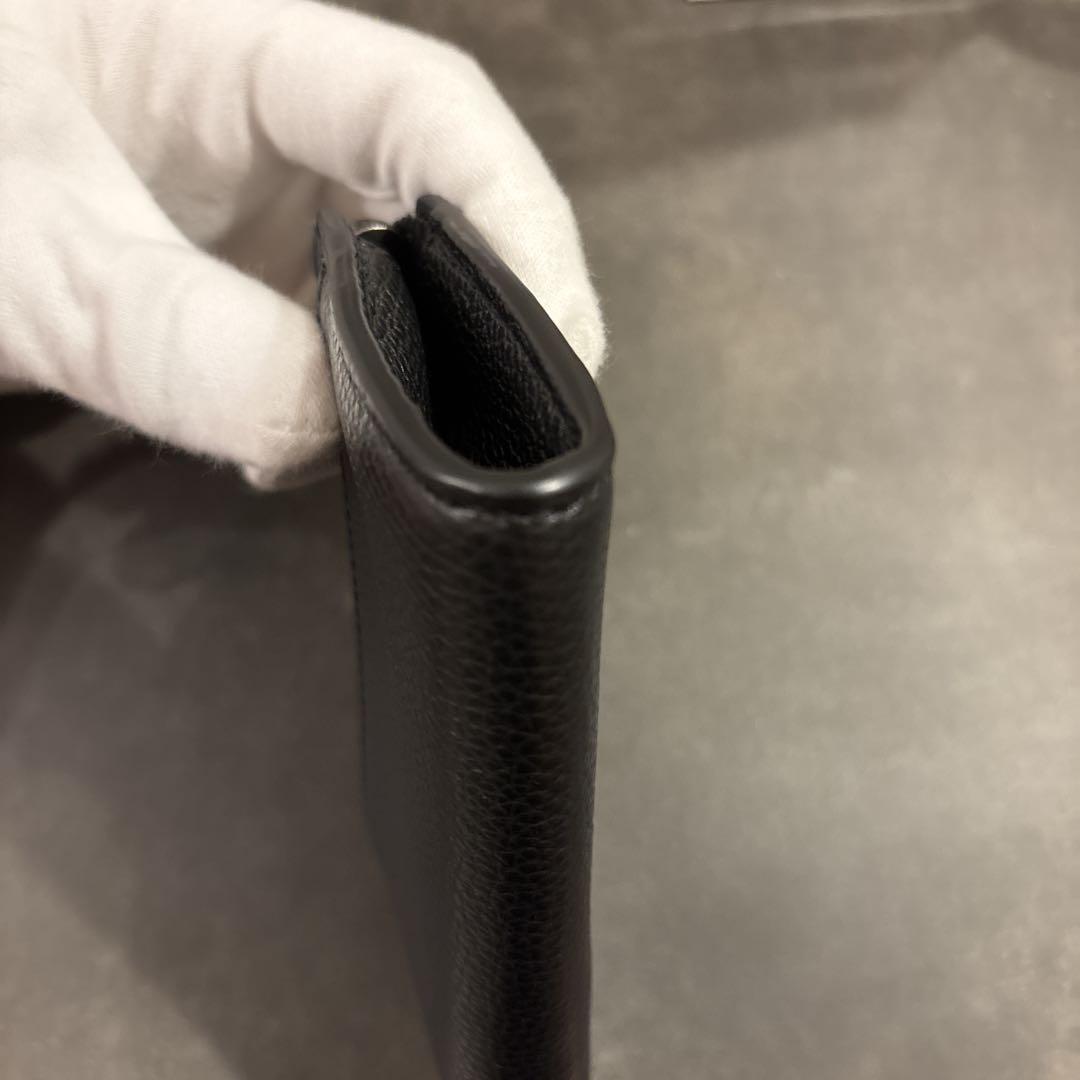 現行・未使用 コーチ ペブルレザー Lジップ キーケース ブラック COACH