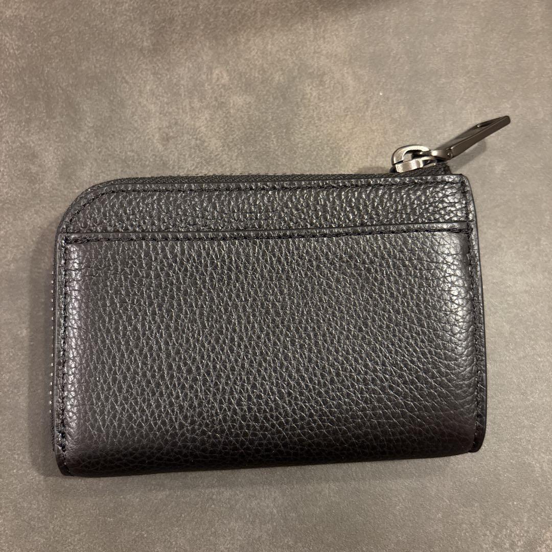 現行・未使用 コーチ ペブルレザー Lジップ キーケース ブラック COACH