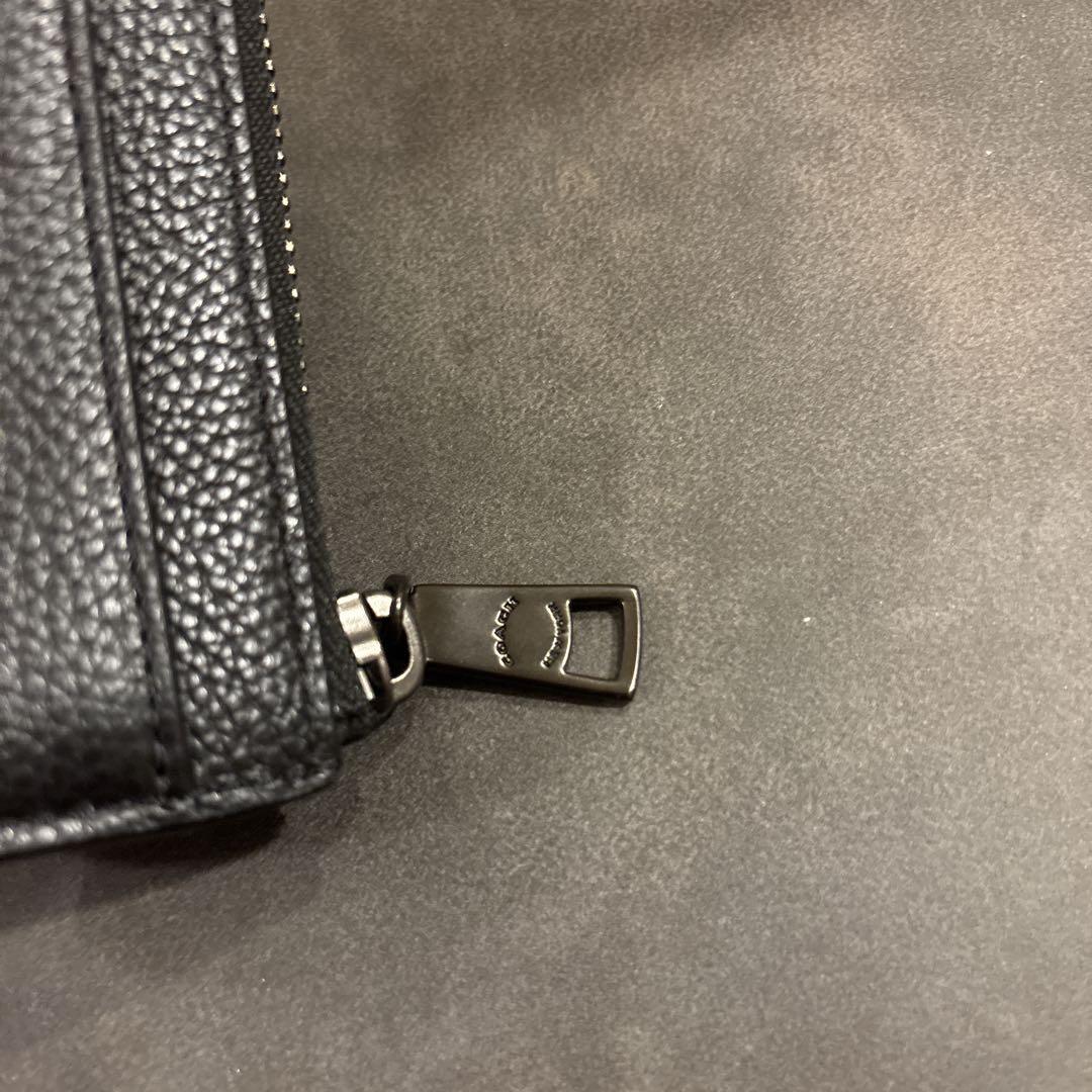 現行・未使用 コーチ ペブルレザー Lジップ キーケース ブラック COACH