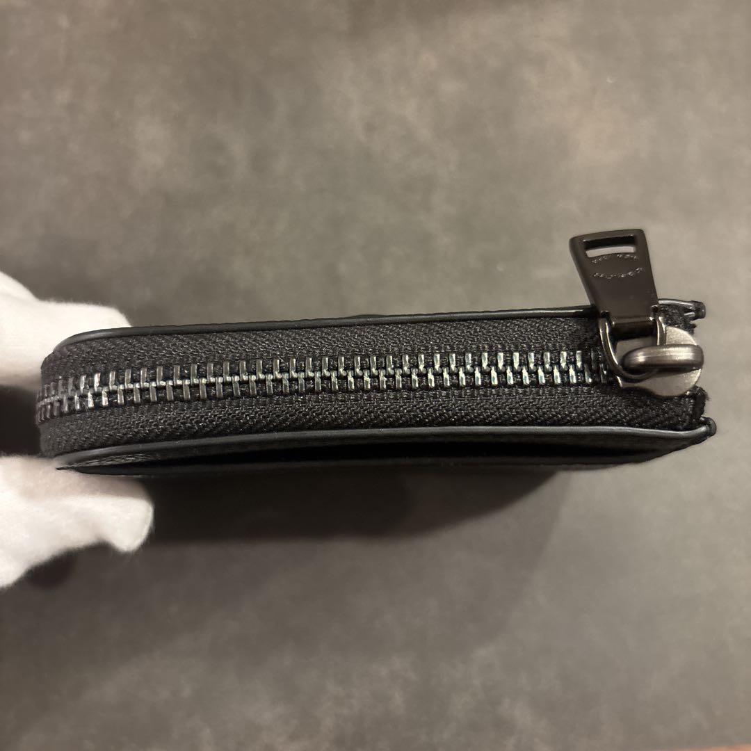 現行・未使用 コーチ ペブルレザー Lジップ キーケース ブラック COACH