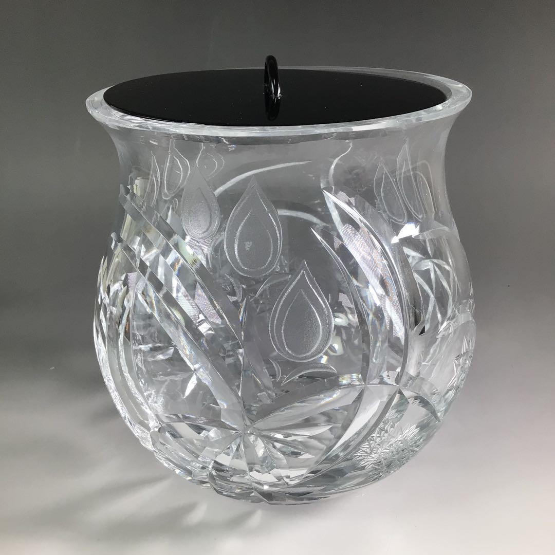 Ｒ８　水指　『山本曠作』『クリスタル硝子』『切子水指』　共箱　茶道具　ガラス工芸