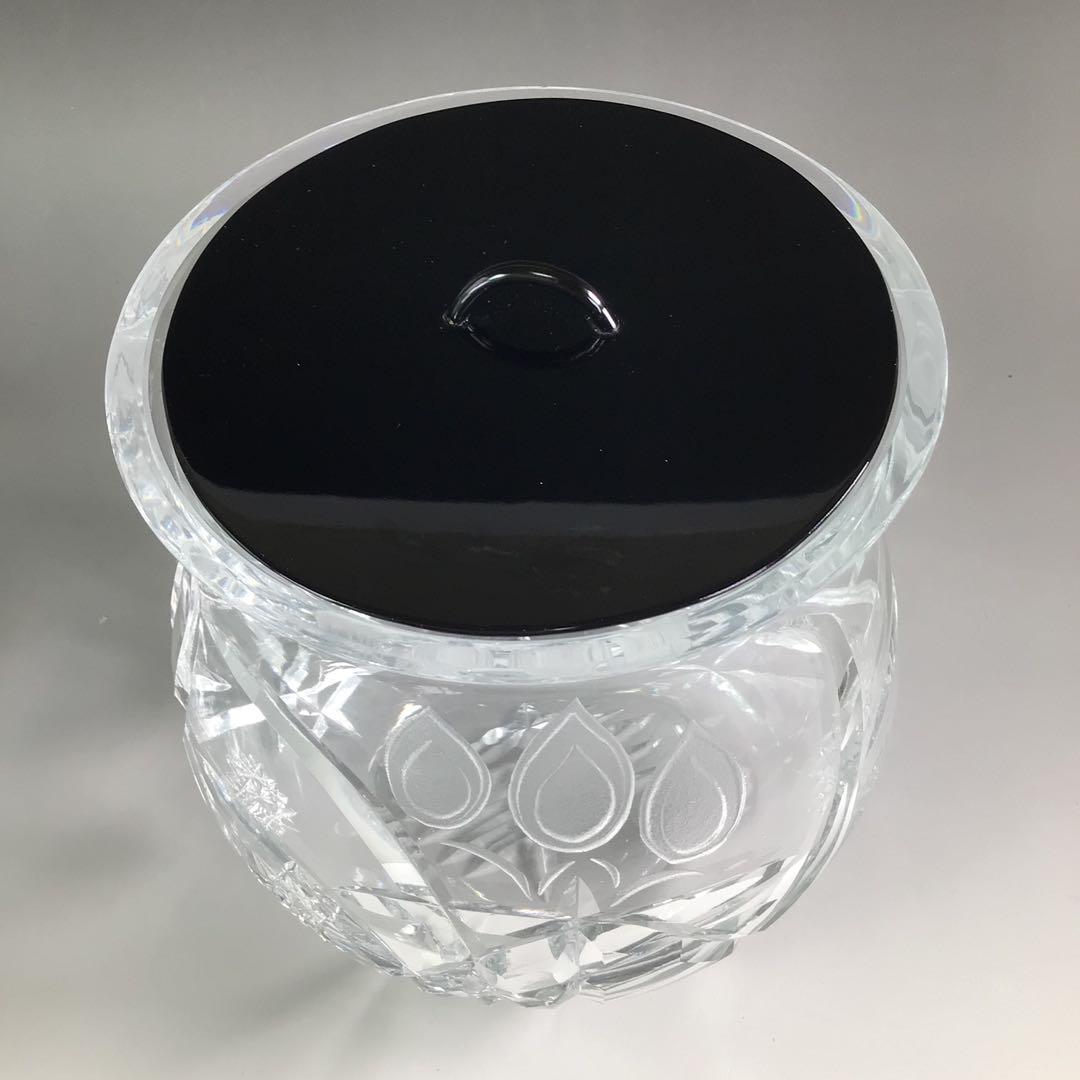 Ｒ８　水指　『山本曠作』『クリスタル硝子』『切子水指』　共箱　茶道具　ガラス工芸