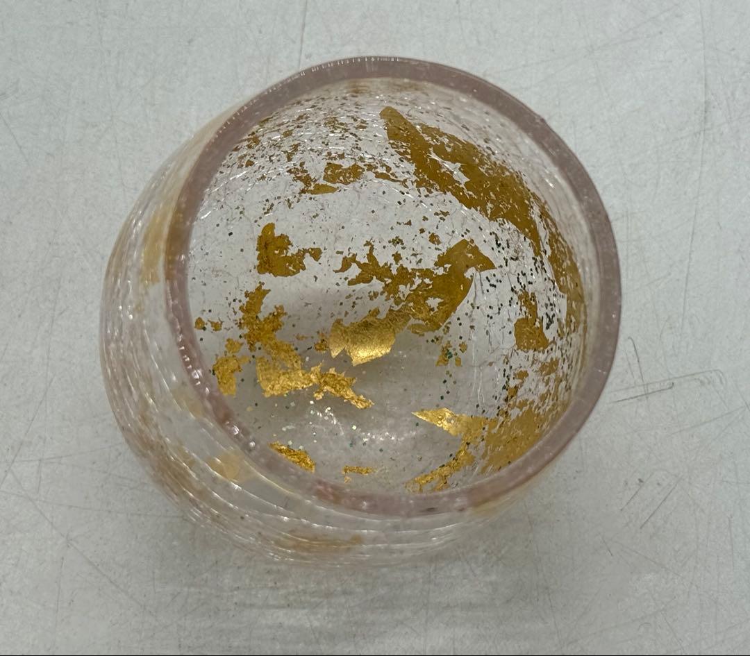 坂田甚内作　氷割金彩ガラスくいのみ2点　人気作家　送料込み250827