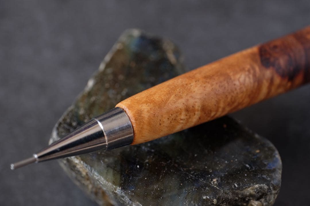 PG5木軸カスタム0225　高村杢工房 製図用シャープペンシル 花梨瘤紅白