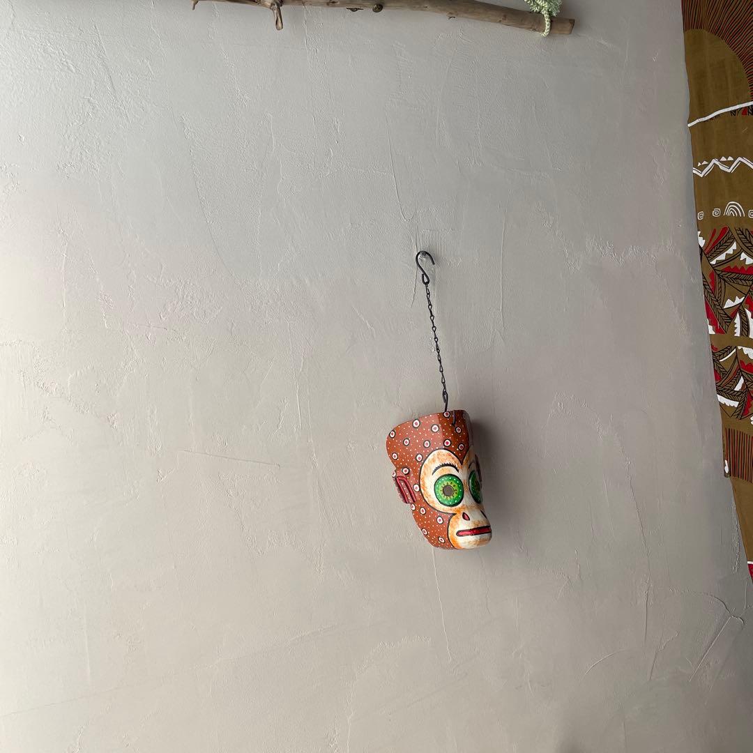 ご確認用　木製　木彫り　猿　マスク　お面南米　メキシコ　壁掛け　カラフル　手描き