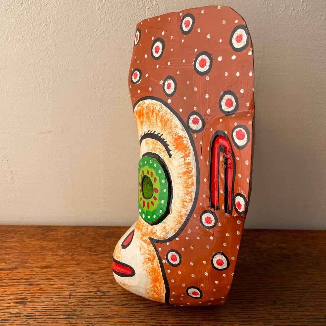 ご確認用　木製　木彫り　猿　マスク　お面南米　メキシコ　壁掛け　カラフル　手描き