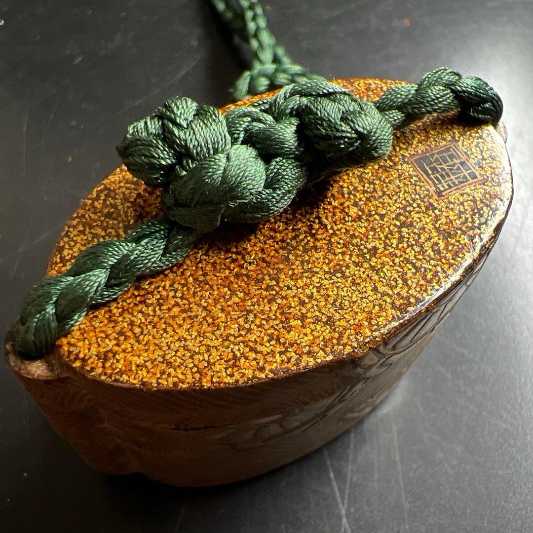 翠香銘　蒔絵印籠　木箱付　32g 東Y7-1119☆2Fトカサ