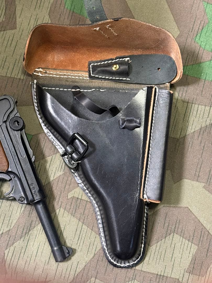 WWⅡ ドイツ軍 ルガーP08用ホルスター（レプリカ）黒色★刻印有り★降下猟兵