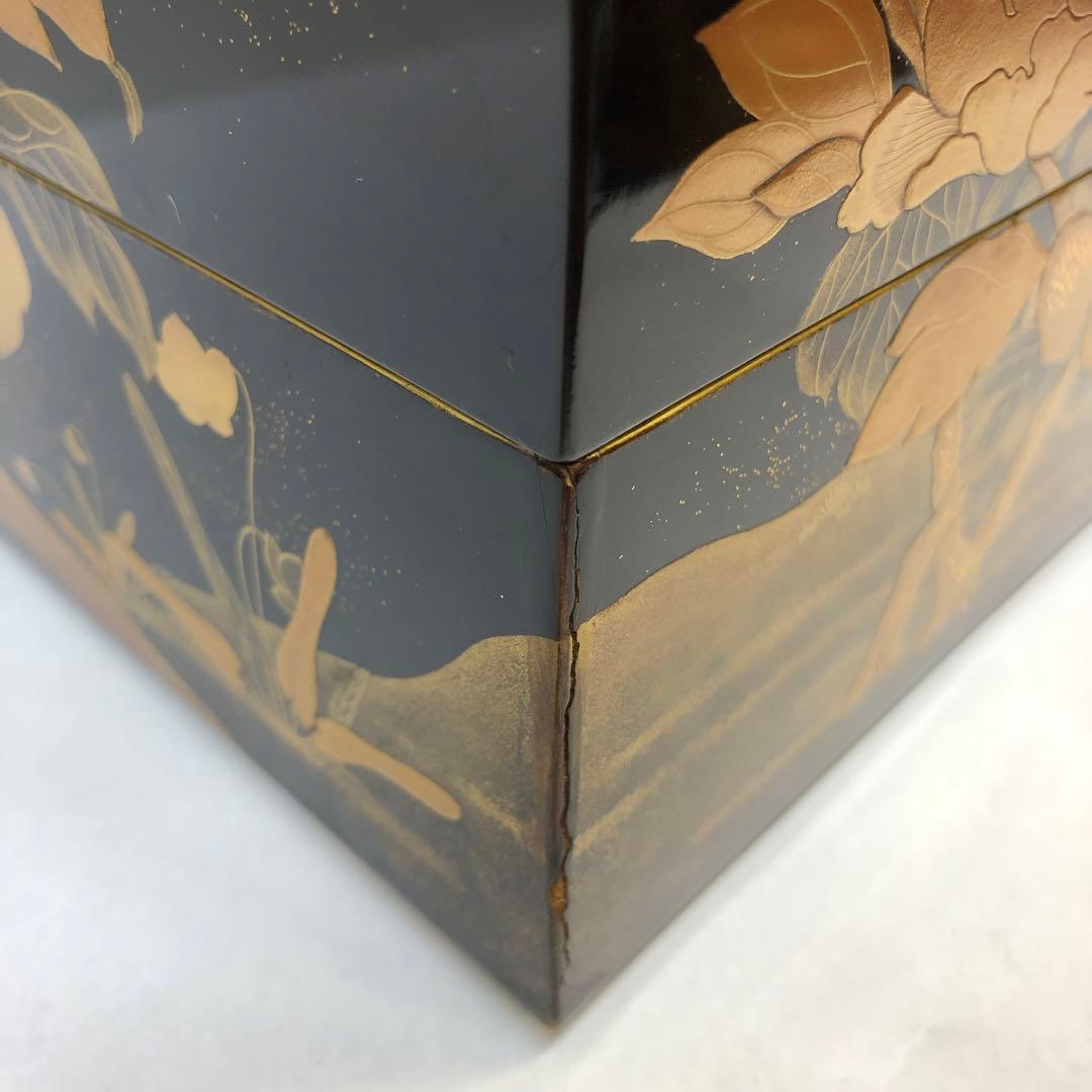 金蒔絵お重　漆器　木製　花鳥図柄　唐獅子図柄　五段重別蓋付き　共箱無