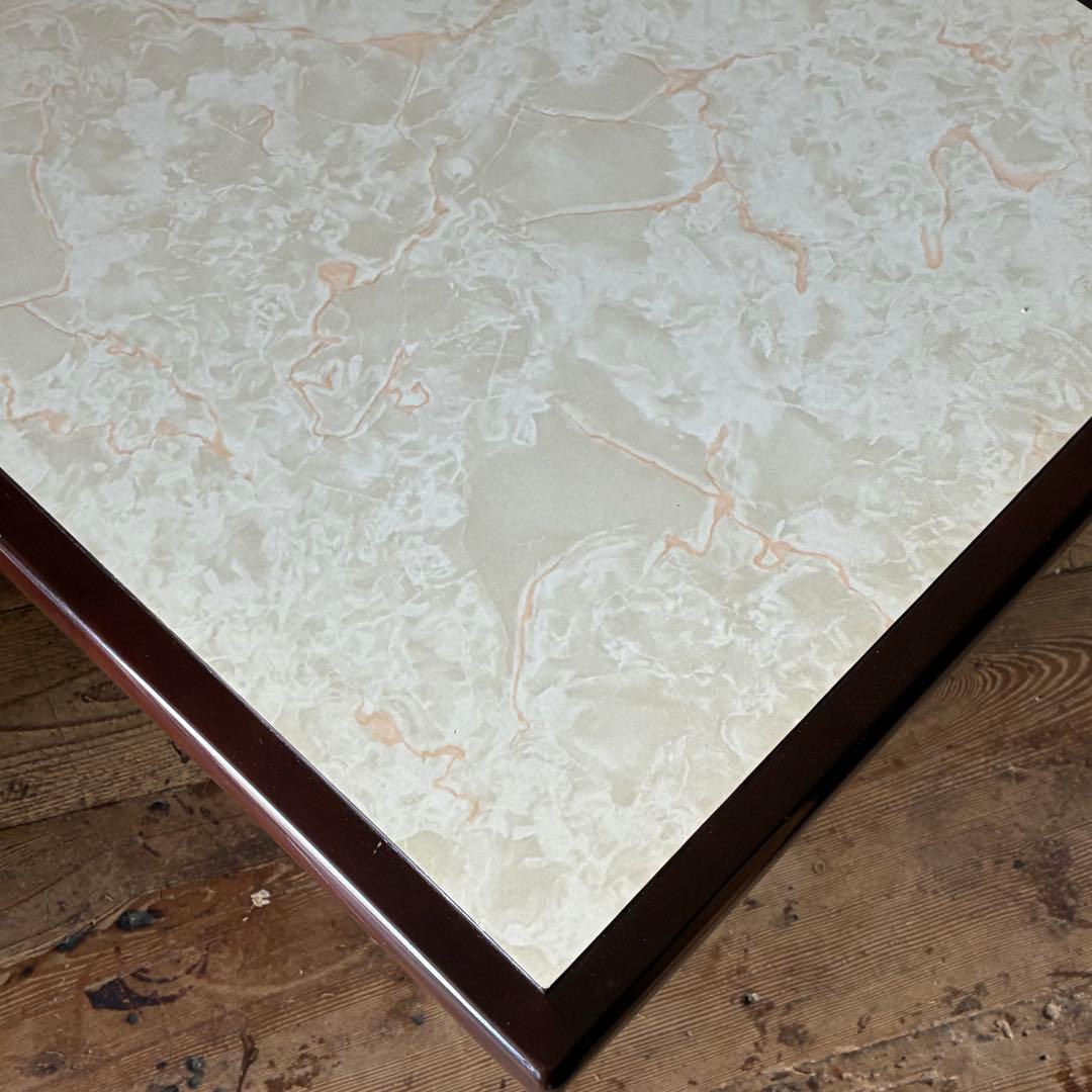 オールドカリモク ヴィンテージ センターテーブル マーブル ラタン レトロ