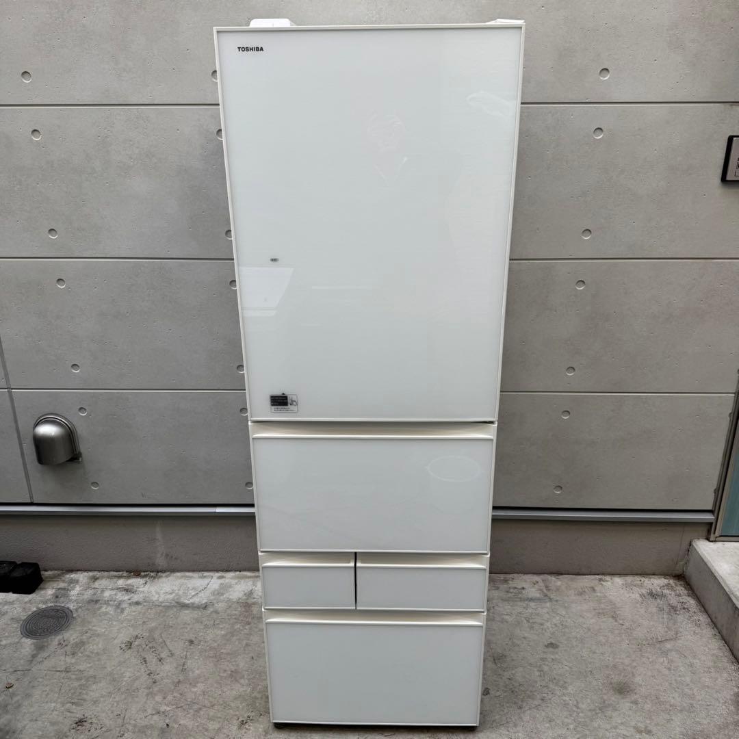 128⭐️2017年製美品★東芝冷蔵庫　自動製氷付き　ガラス扉大型5ドア　410L