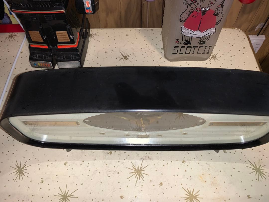 昭和レトロ　動作品　リズム時計　ゼンマイ式　ミッドセンチュリー　ロカビリー