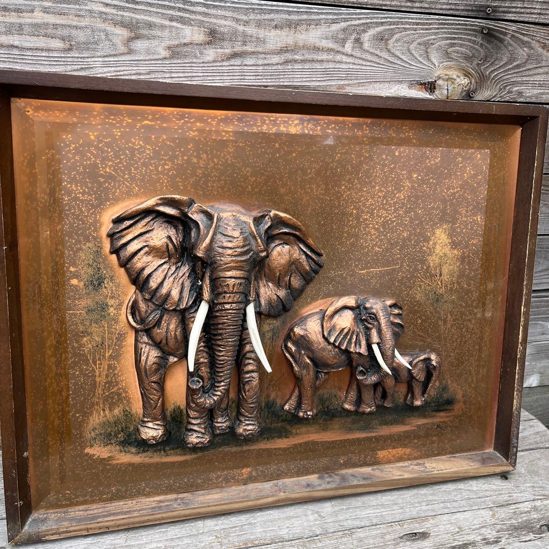 ヴィンテージ銅の象壁掛け