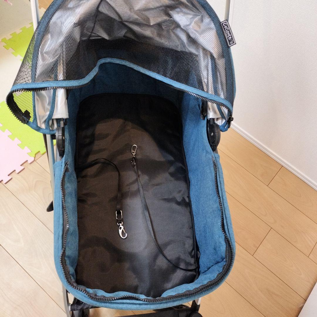 デニムブルー ペットカート メッシュカバー付き　Coconte