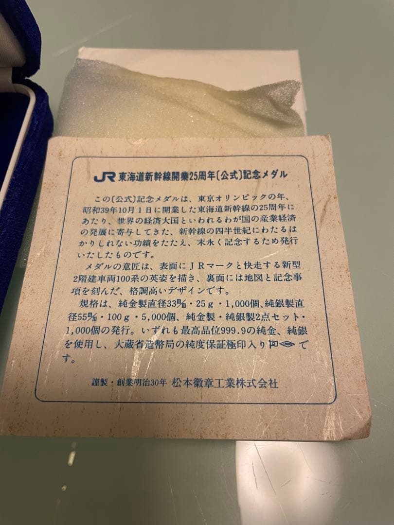 【希少レアモデル】東海道新幹線開業25周年記念メダル　松本微章工業株式会社製