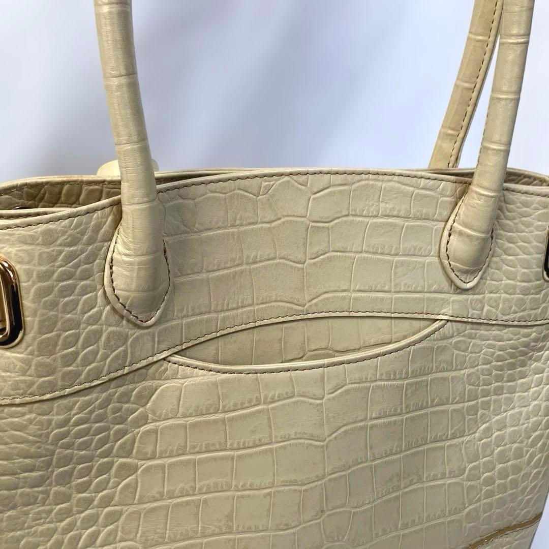【美品】濱野HAMANO クロコクラッシーアーバントートミニ ハンドバッグ