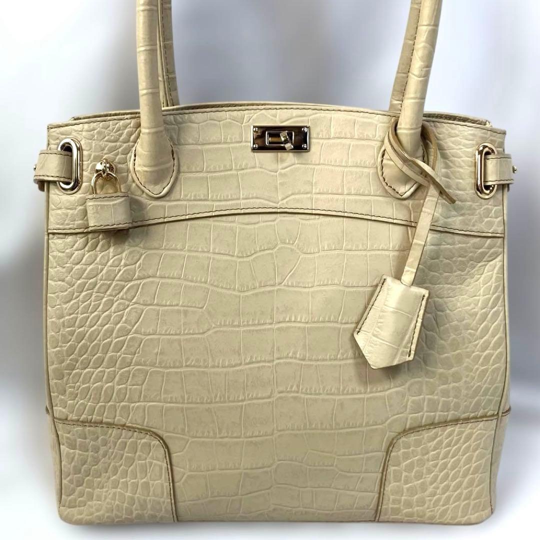【美品】濱野HAMANO クロコクラッシーアーバントートミニ ハンドバッグ