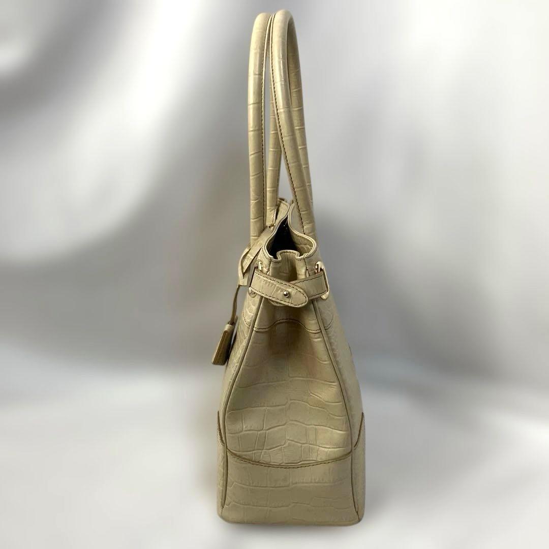 【美品】濱野HAMANO クロコクラッシーアーバントートミニ ハンドバッグ